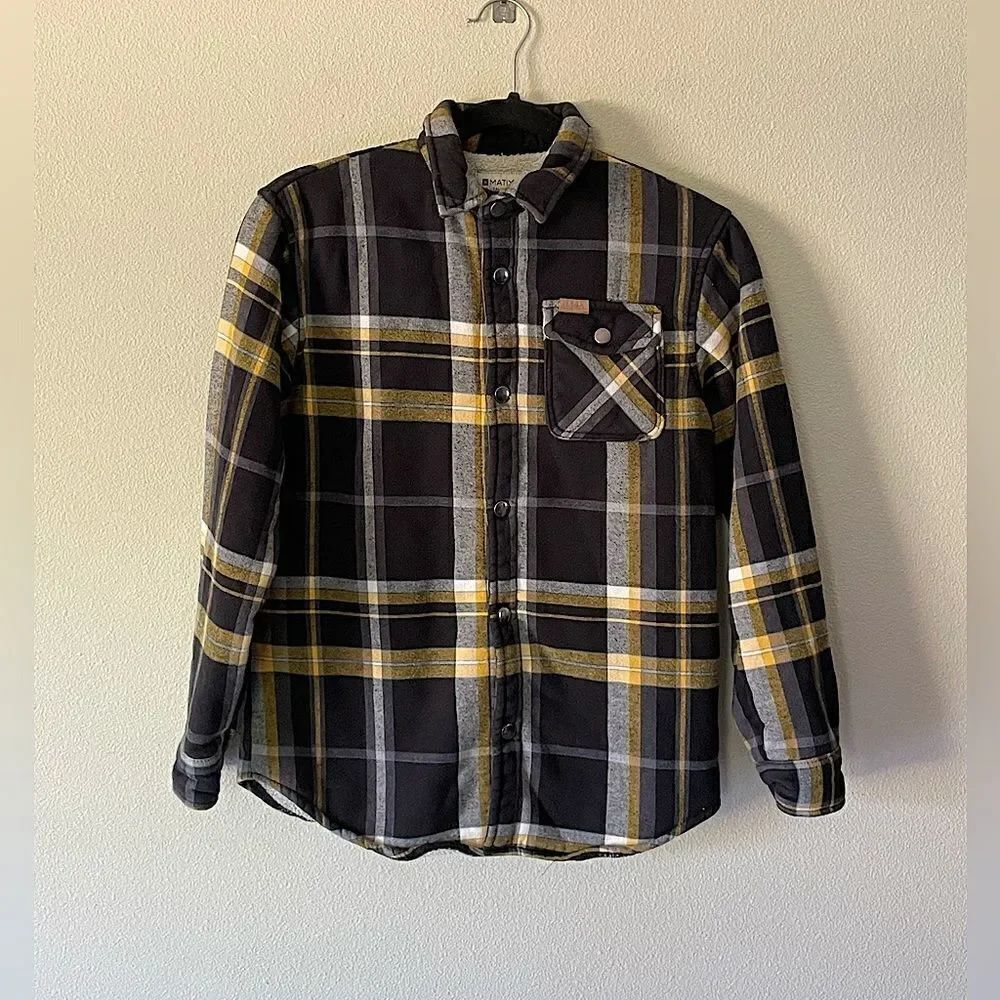 Youth, MATIX, Sherpa-Lined, Plaid, Button-Up, Hooded, Shirt/Jacket. Size Large.